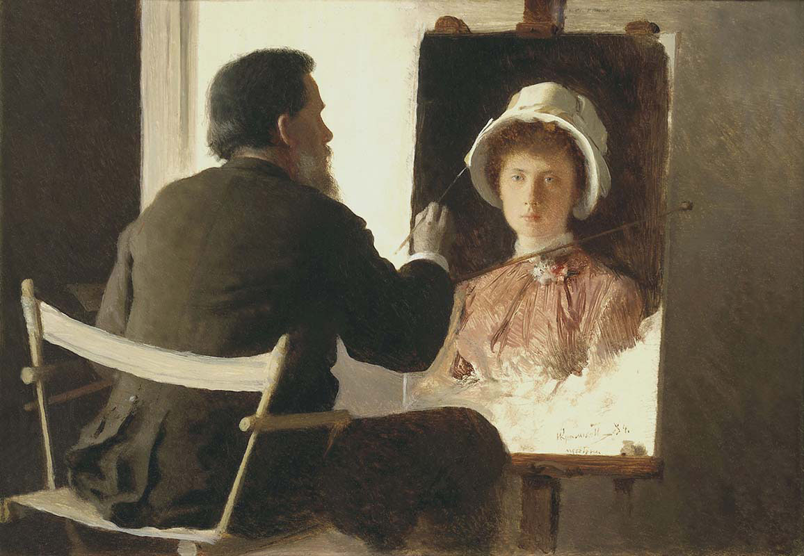 Kramskoy Painting a Portrait of his Daughter